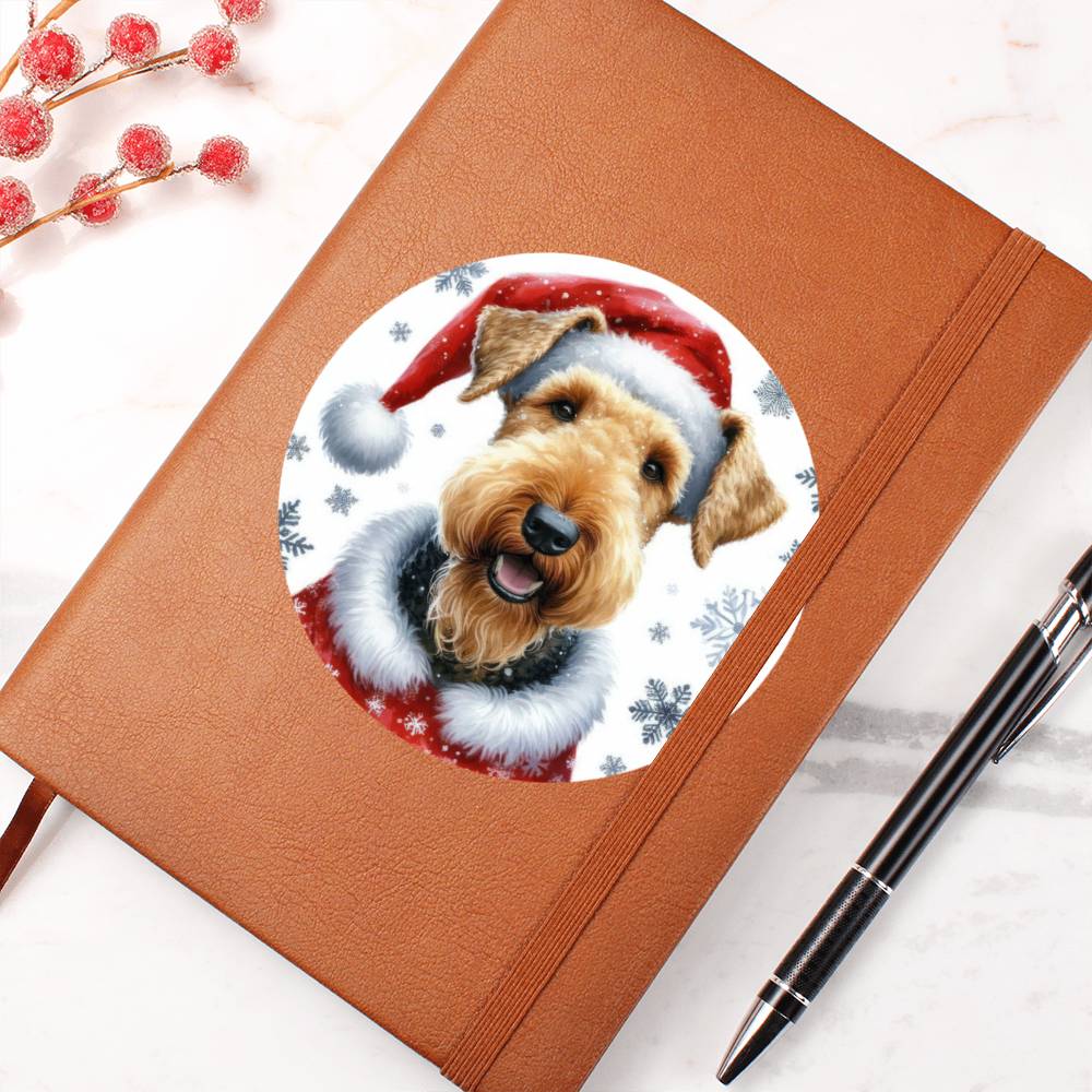 Christmas Dog - Airedale Terrier - Vegan Leather Journal