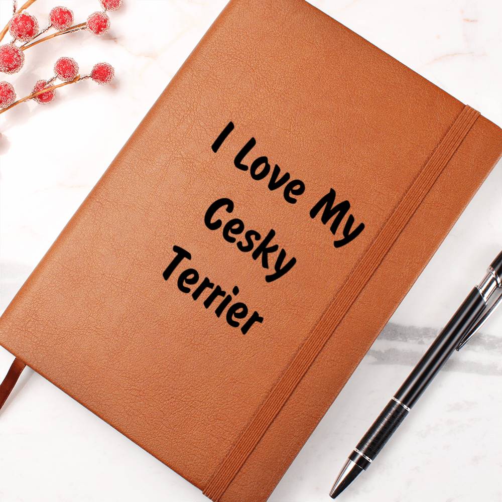 Love My Cesky Terrier v4 - Vegan Leather Journal