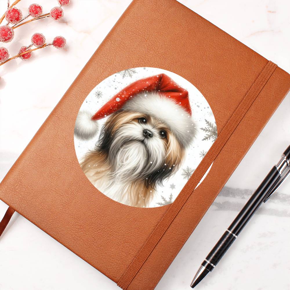 Christmas Dog - Lhasa Apso - Vegan Leather Journal