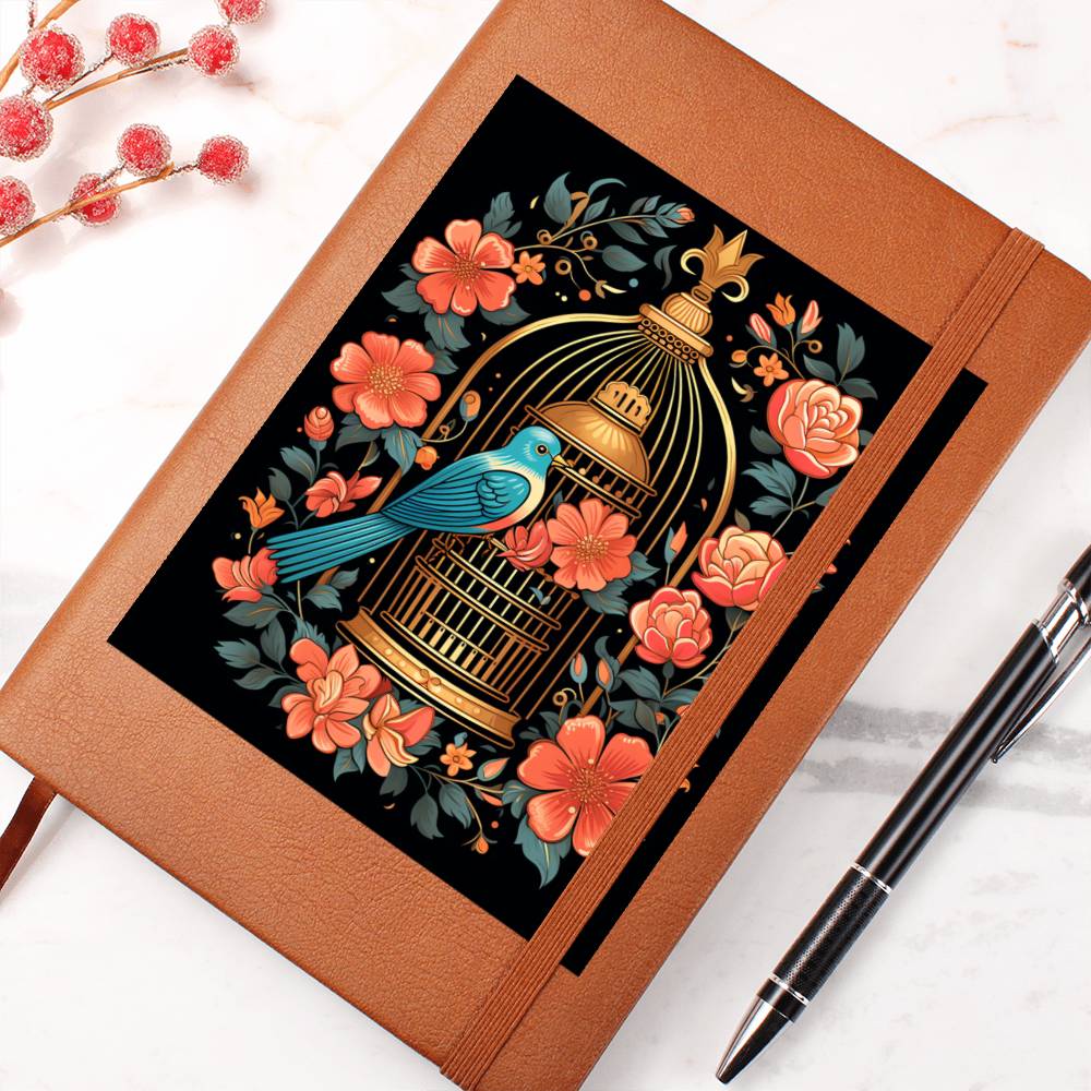 Birds And Floral Design 122 - Vegan Leather Journal