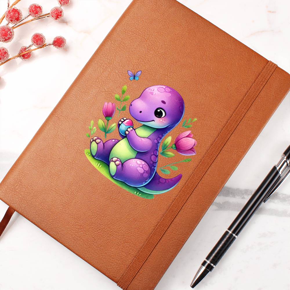Colorful Baby Dinosaur 024 - Vegan Leather Journal