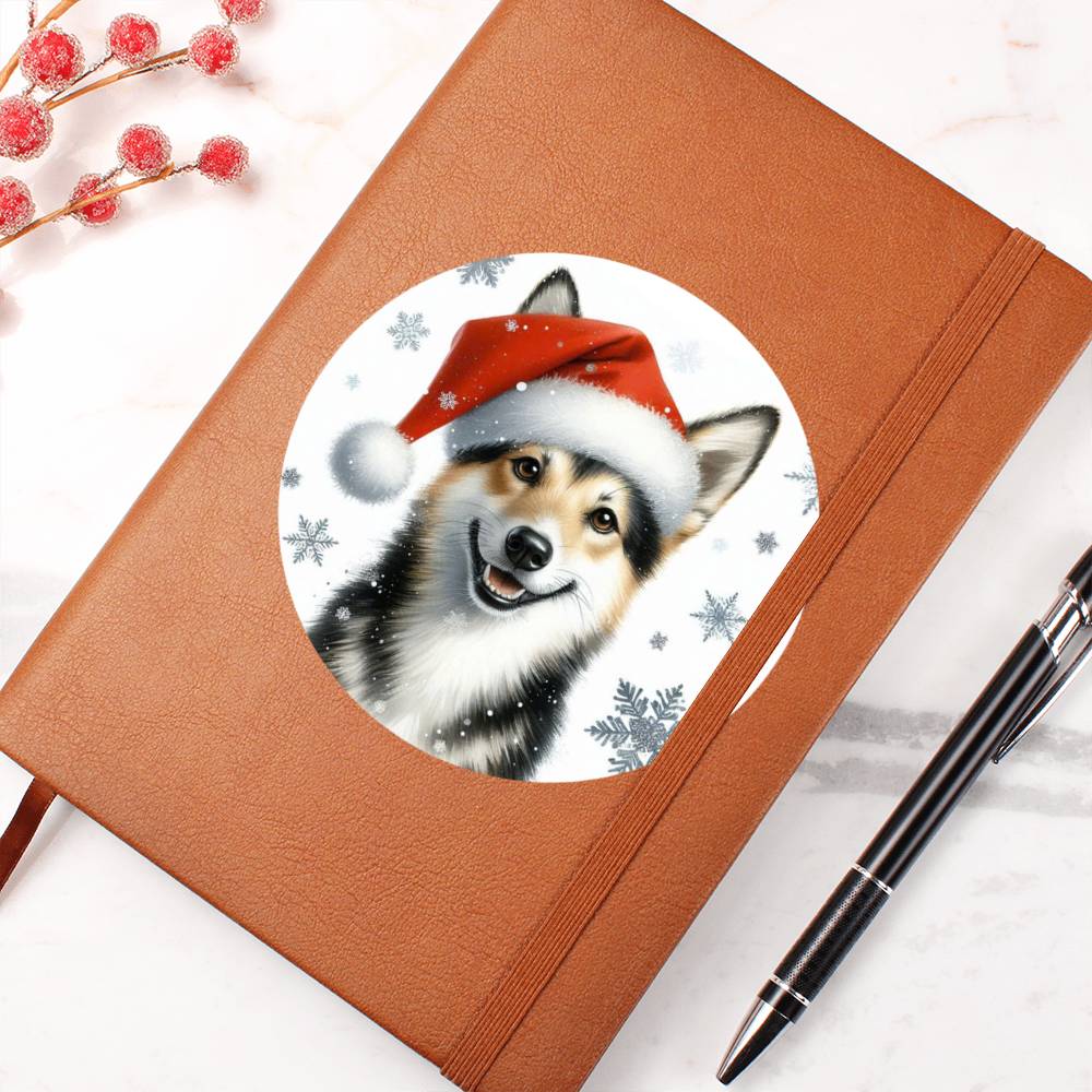 Christmas Dog - Swedish Vallhund - Vegan Leather Journal