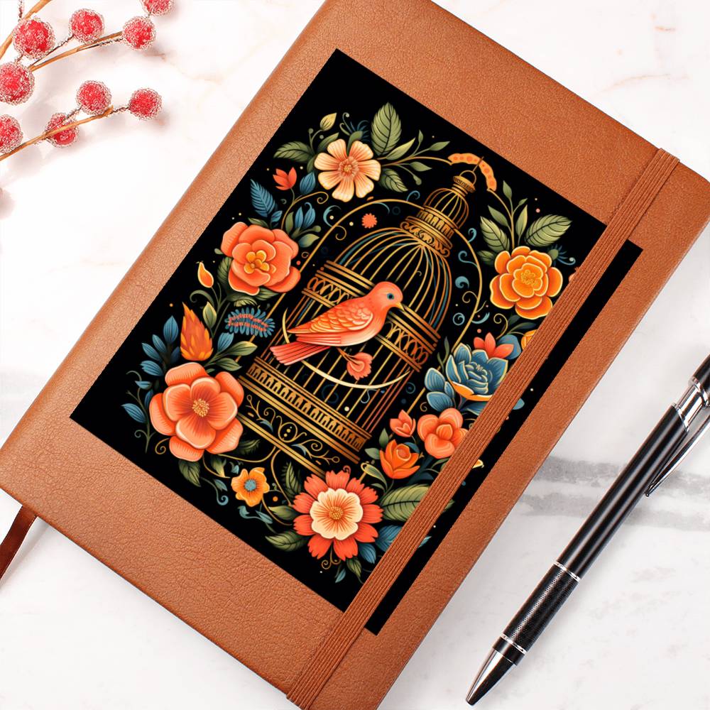 Birds And Floral Design 152 - Vegan Leather Journal