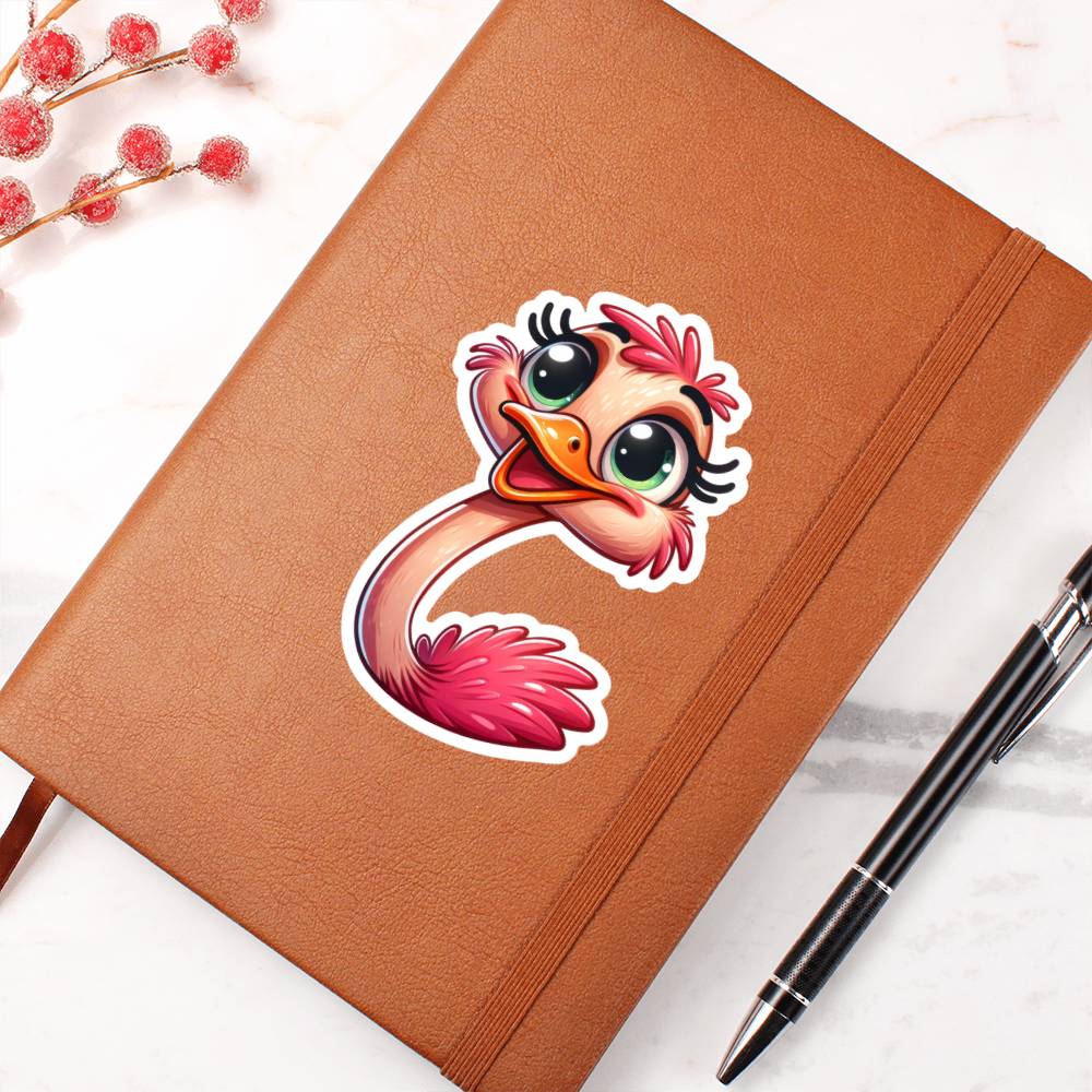 Cute Ostrich sticker 113 - Vegan Leather Journal