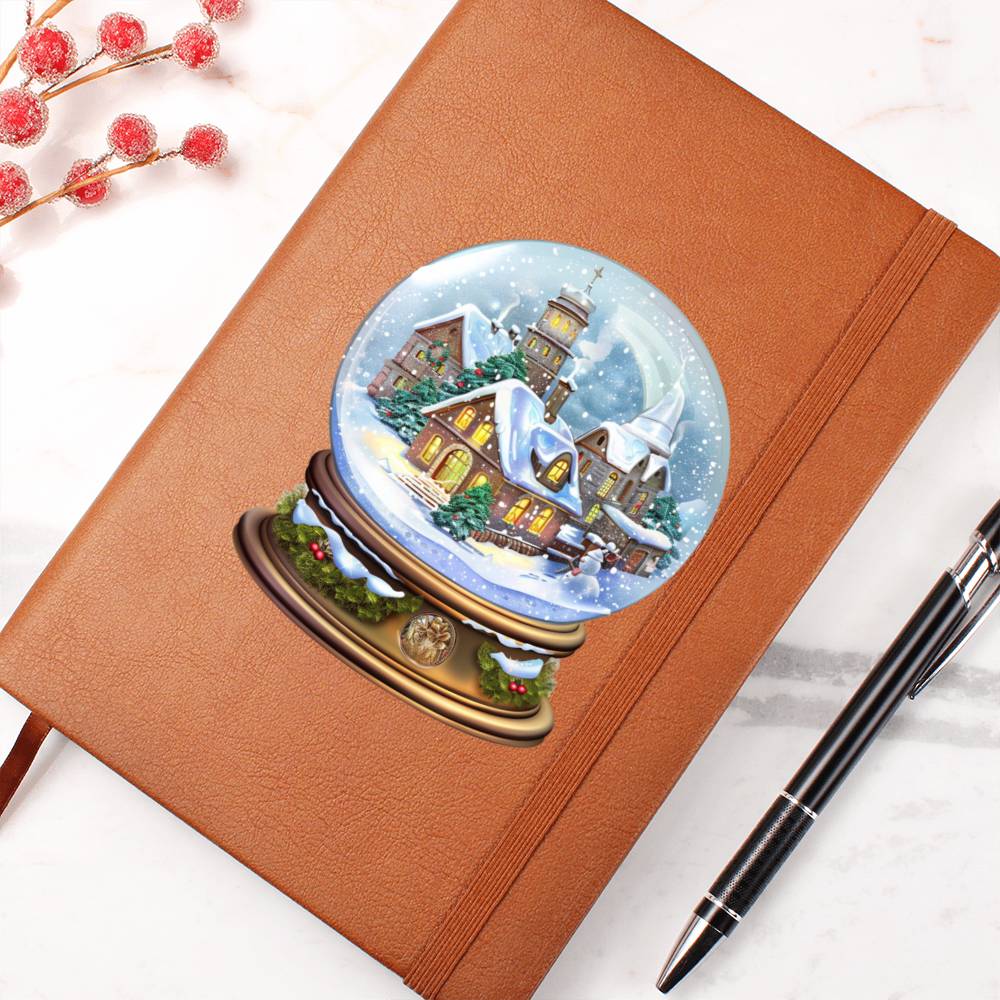 Watercolor Christmas Snow Globe 025 - Vegan Leather Journal