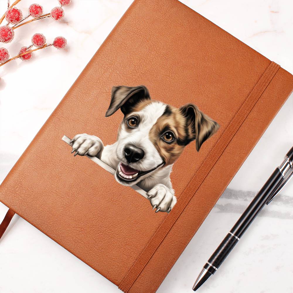 Parson Russell Terrier Peeking - Vegan Leather Journal