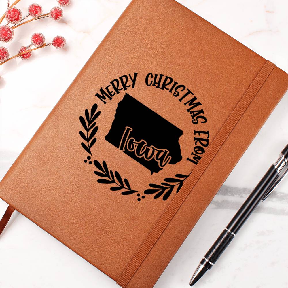 Merry Christmas From Iowa - Vegan Leather Journal
