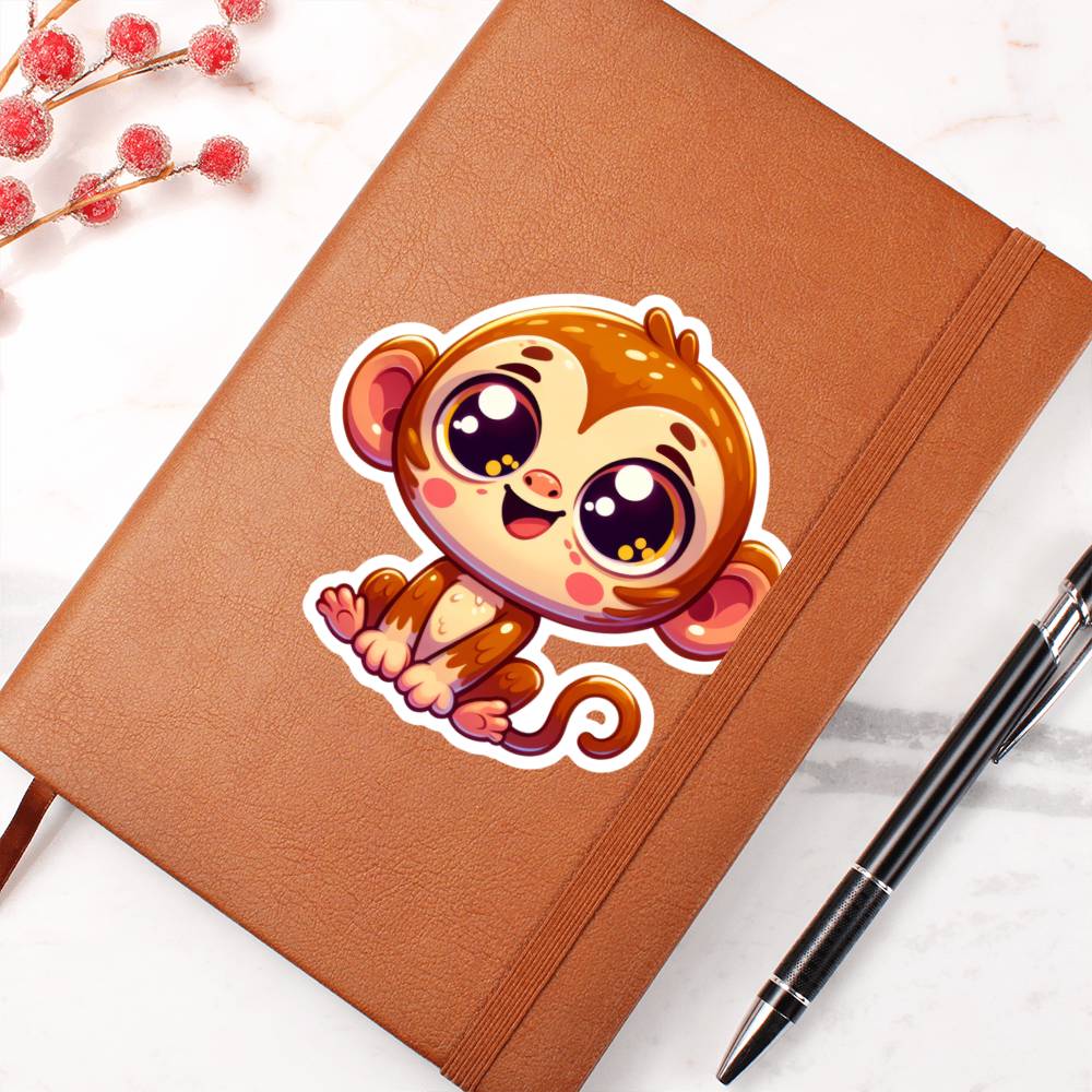 Cute Monkey sticker 95 - Vegan Leather Journal
