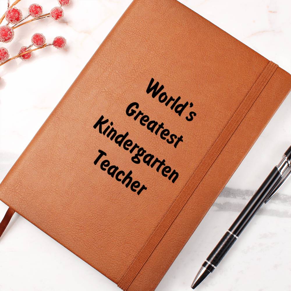 World's Greatest Kindergarten Teacher v1 - Vegan Leather Journal