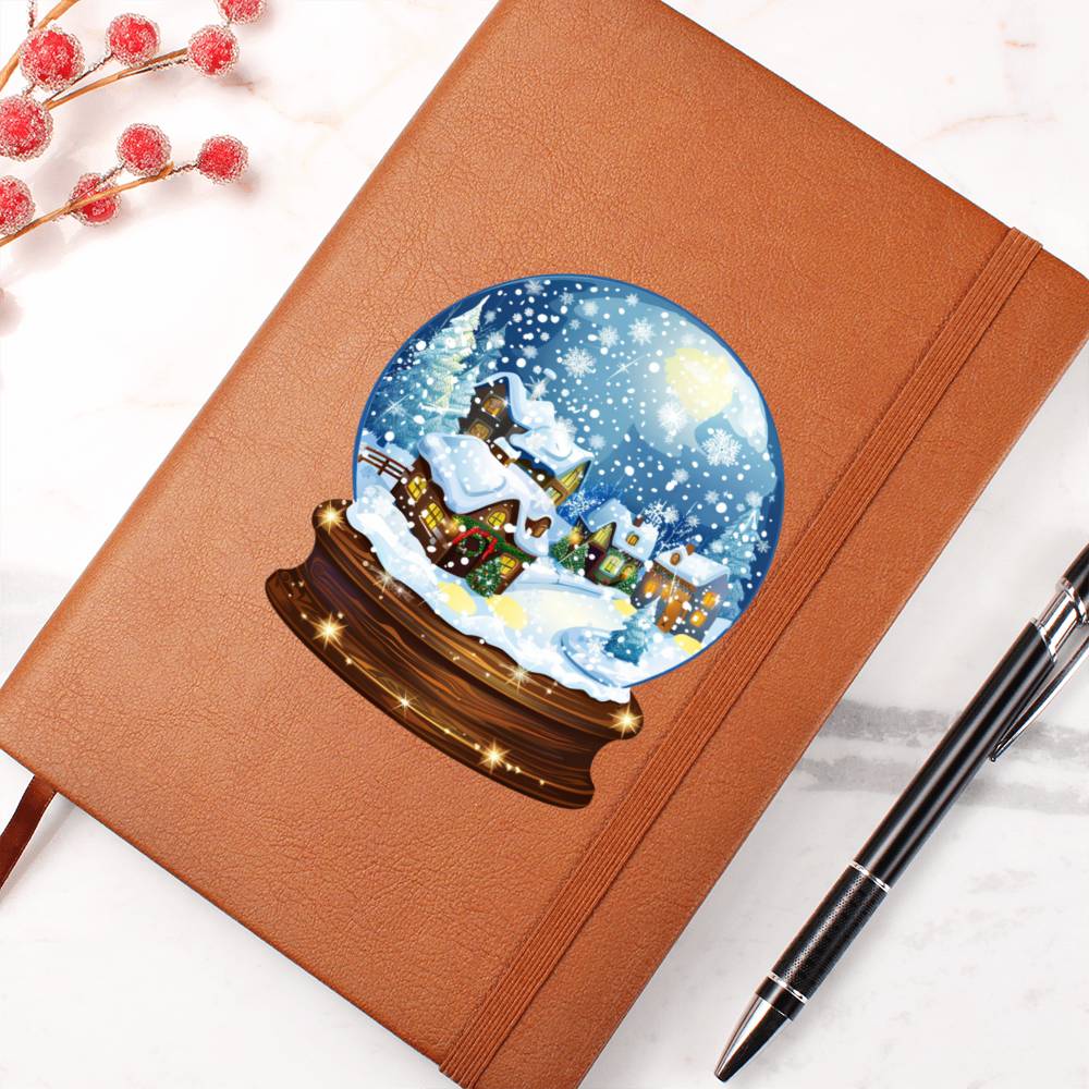 Watercolor Christmas Snow Globe 008 - Vegan Leather Journal