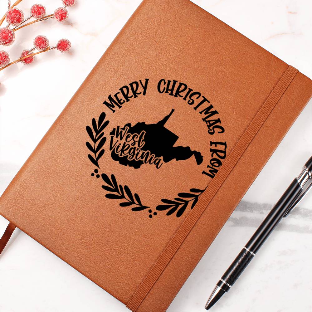 Merry Christmas From West Virginia - Vegan Leather Journal