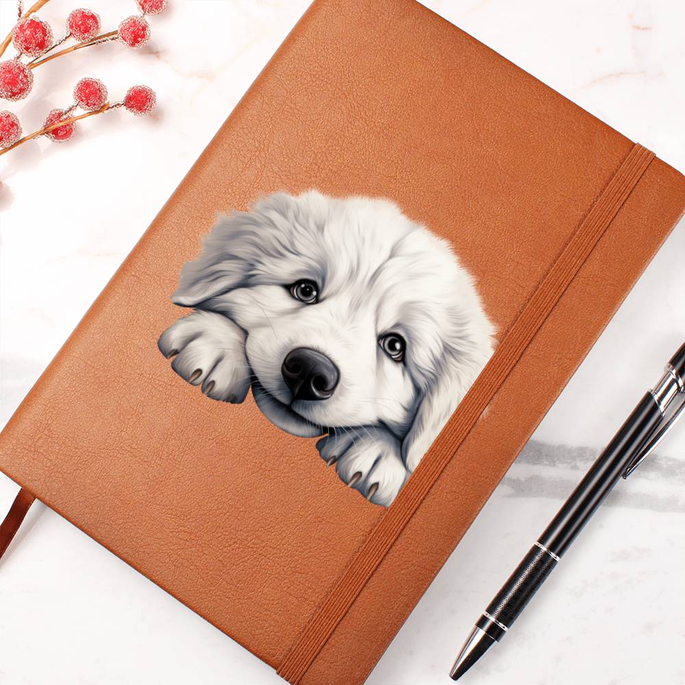 Great Pyrenees Peeking - Vegan Leather Journal