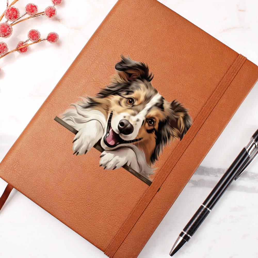 Shetland Sheepdog Peeking - Vegan Leather Journal