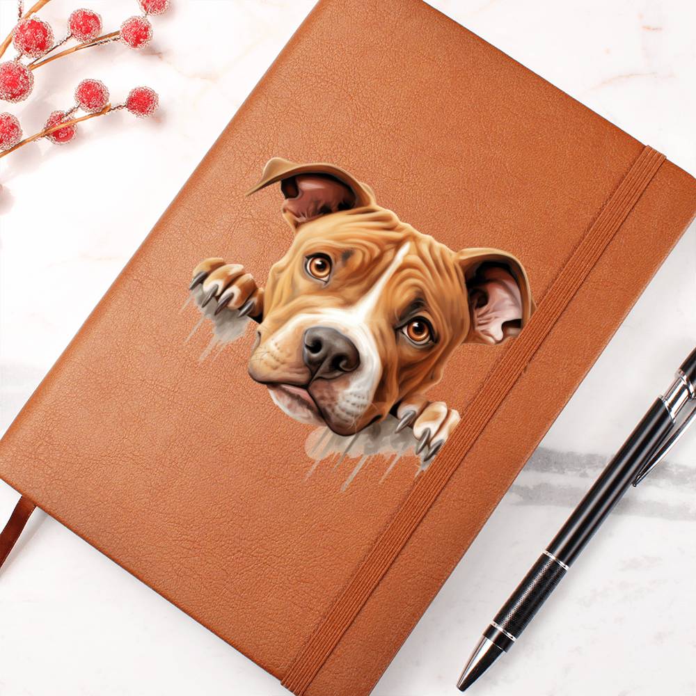 American Pit Bull Terrier Peeking - Vegan Leather Journal