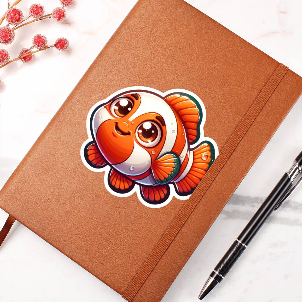 Cute Clownfish sticker 28 - Vegan Leather Journal