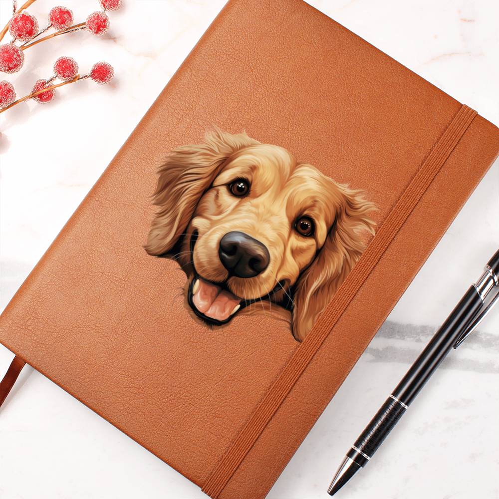 Golden Retriever Peeking - Vegan Leather Journal