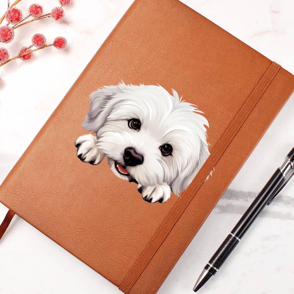 Coton De Tulear Peeking - Vegan Leather Journal
