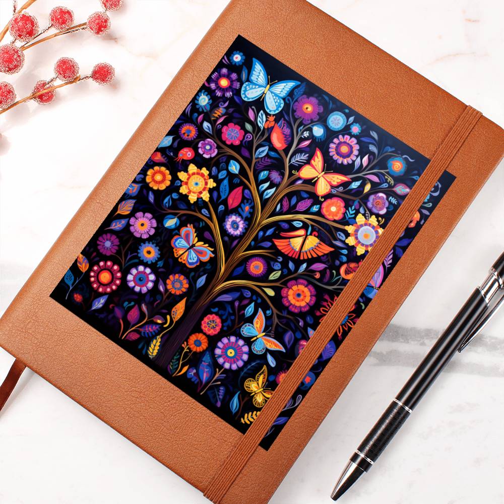 Birds And Floral Design 104 - Vegan Leather Journal