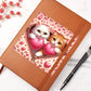 Valentine's Day Cat And Zipper 016 - Vegan Leather Journal