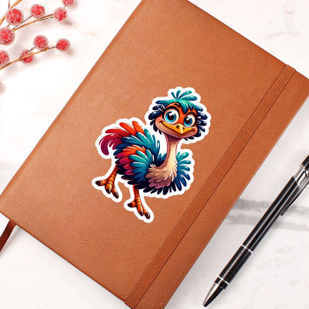 Cute Ostrich sticker 111 - Vegan Leather Journal