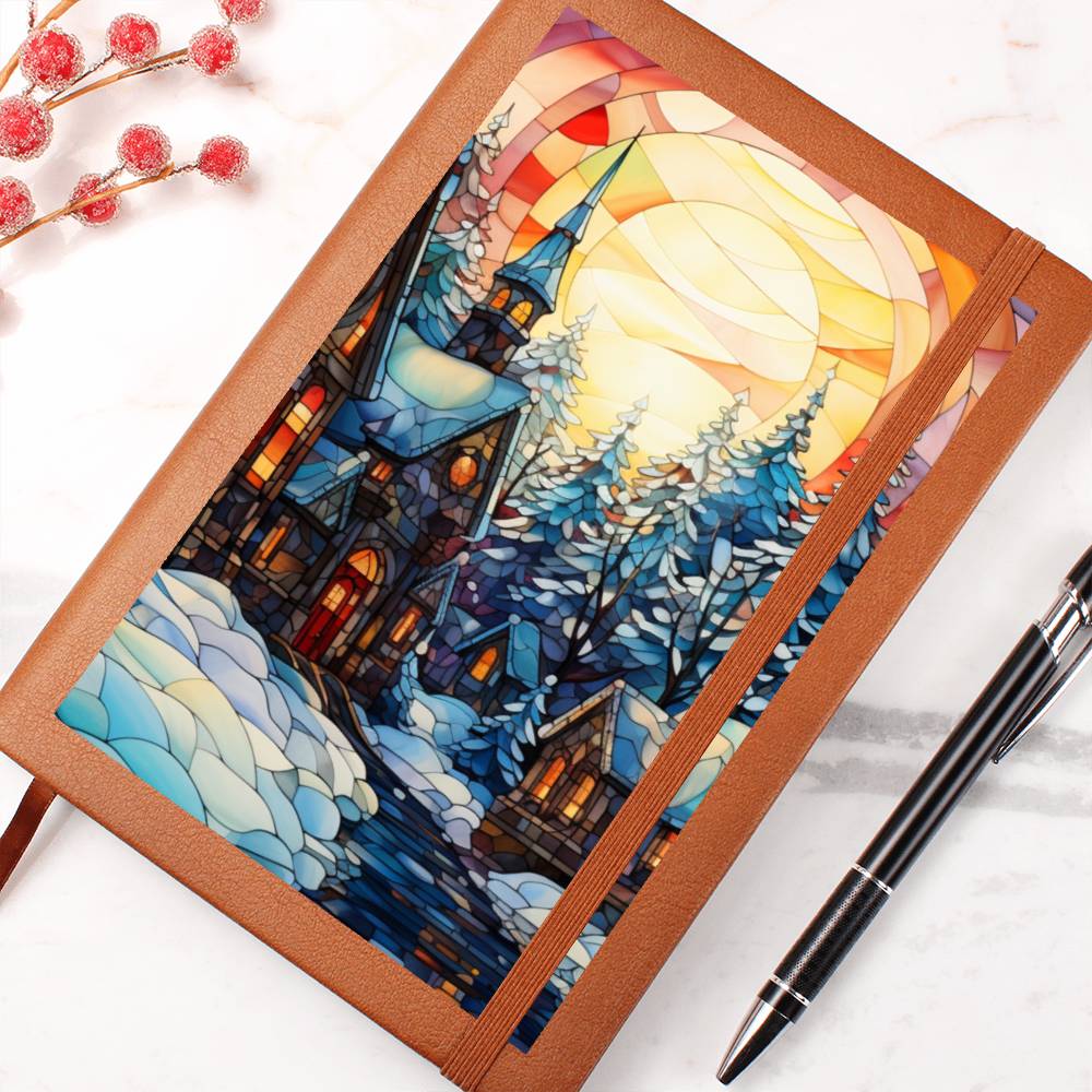 Christmas Stained Glass Design 024 - Vegan Leather Journal