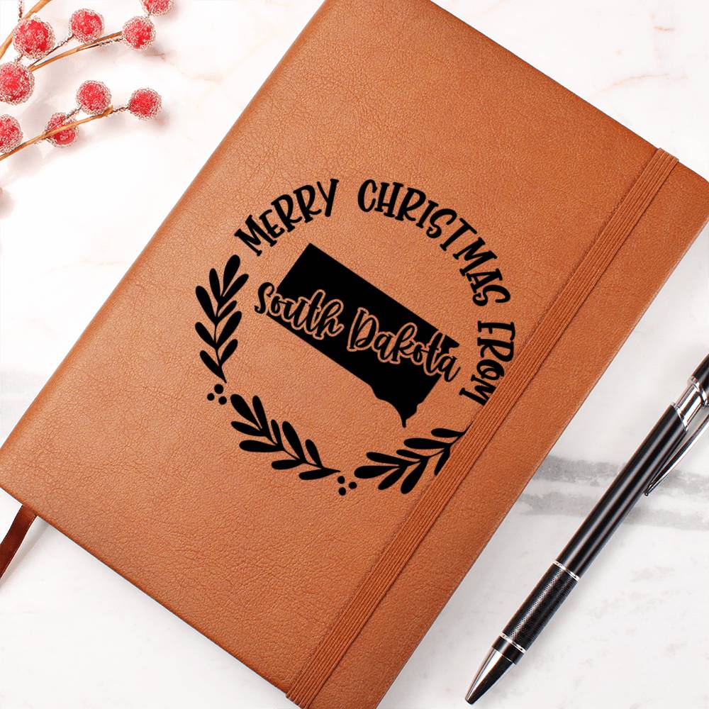 Merry Christmas From South Dakota - Vegan Leather Journal