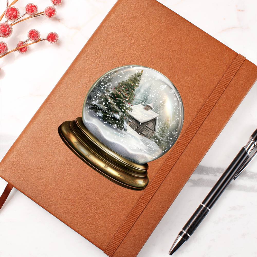 Watercolor Christmas Snow Globe 021 - Vegan Leather Journal