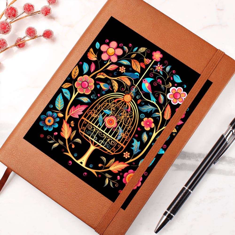 Birds And Floral Design 165 - Vegan Leather Journal