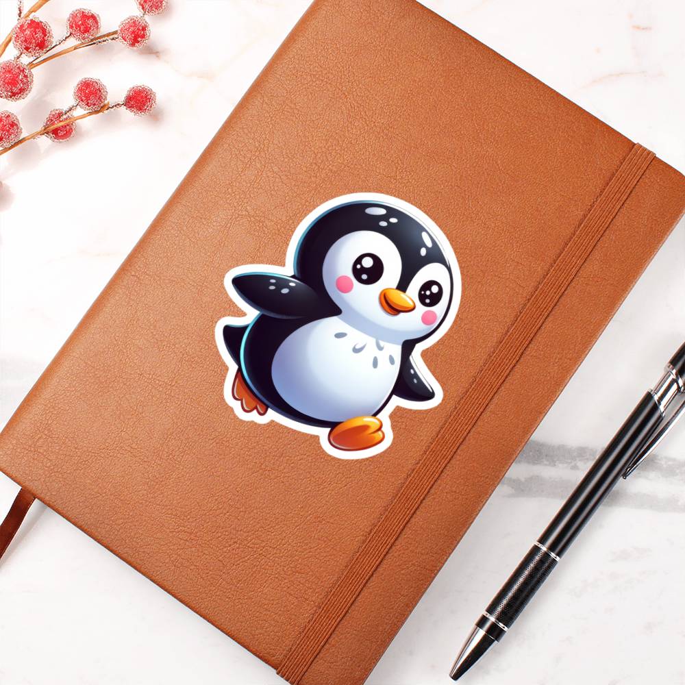 Cute pPenguin sticker 124 - Vegan Leather Journal