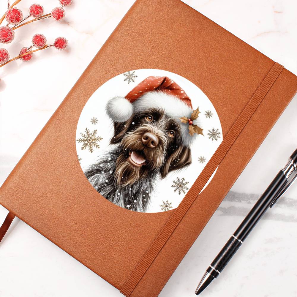 Christmas Dog - German Wirehaired Pointer - Vegan Leather Journal