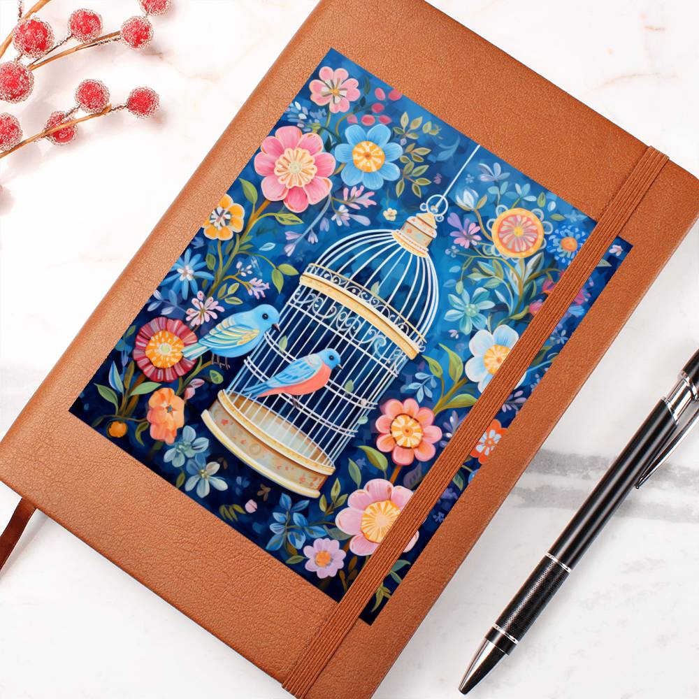 Birds And Floral Design 176 - Vegan Leather Journal