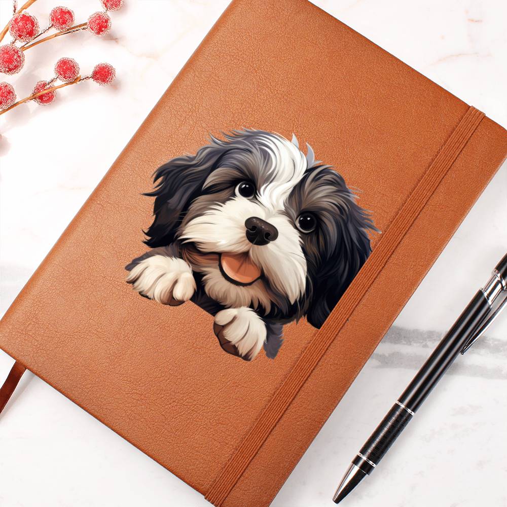 Lowchen Peeking - Vegan Leather Journal