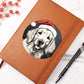 Dog Stained Glass Christmas Design 013 - Vegan Leather Journal