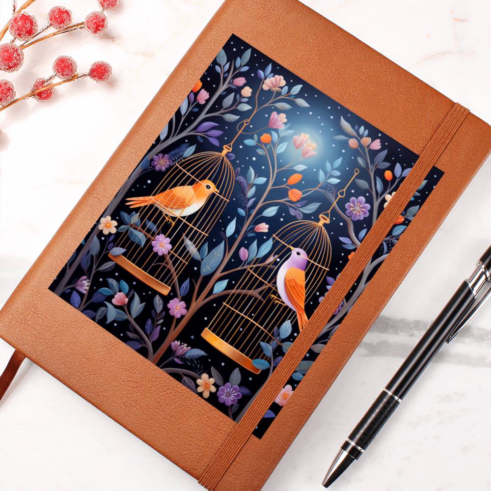 Birds And Floral Design 179 - Vegan Leather Journal