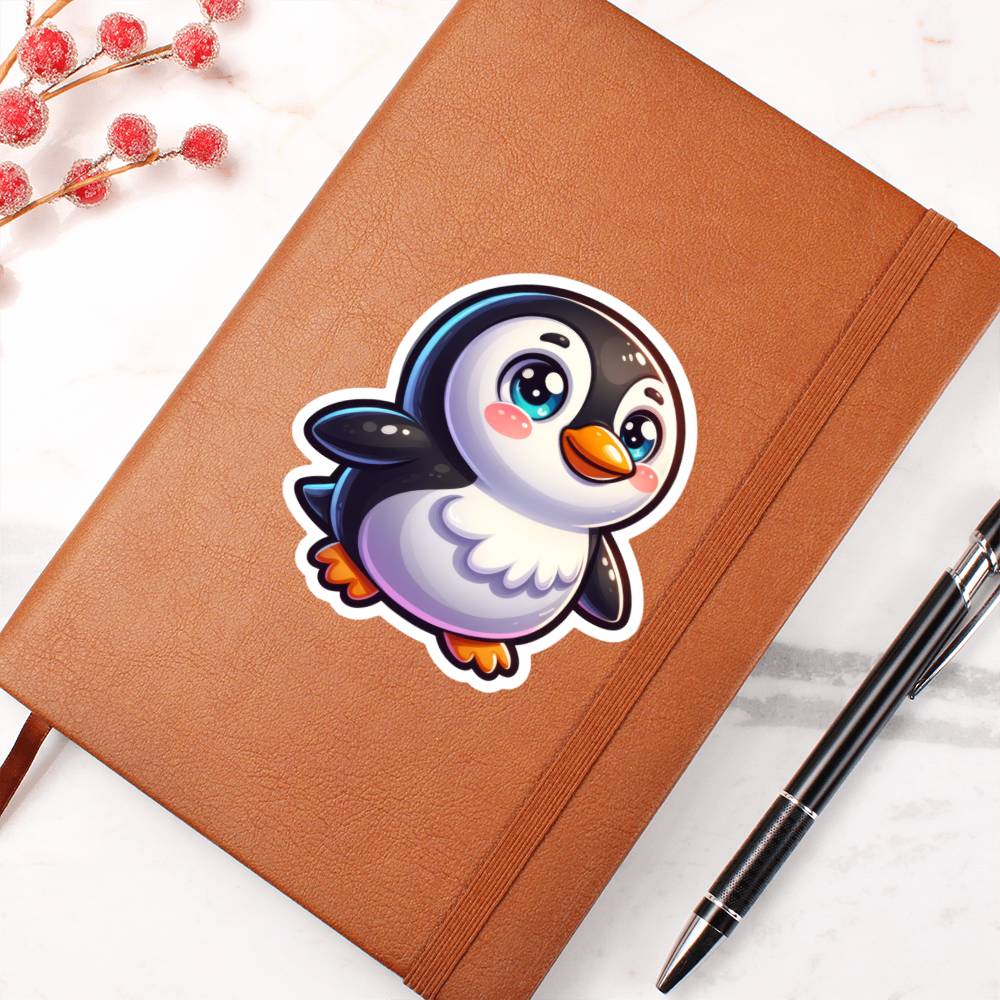 Cute Penguin sticker 123 - Vegan Leather Journal