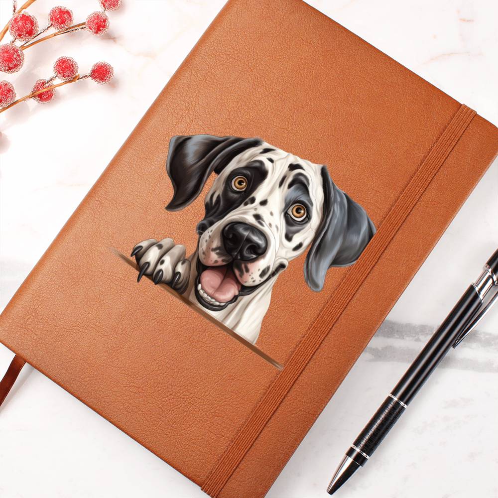 Great Dane Peeking - Vegan Leather Journal