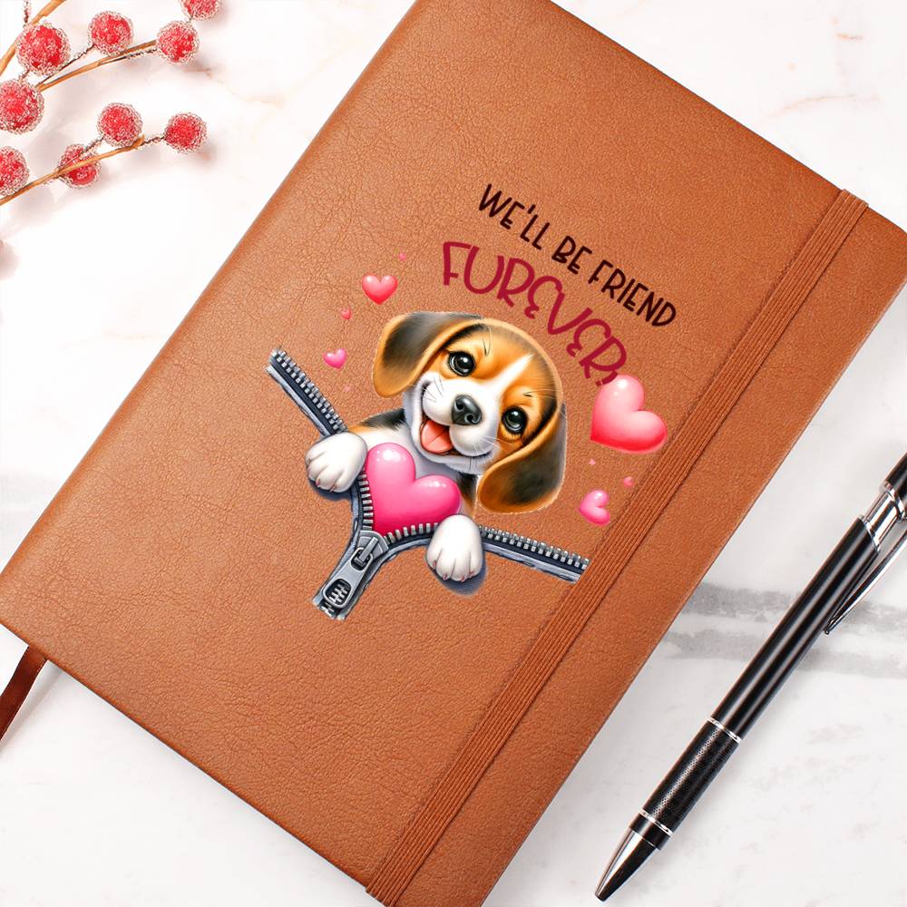 Valentine's Day Dog And Zipper 046 We'll Be Friend Furever - Vegan Leather Journal