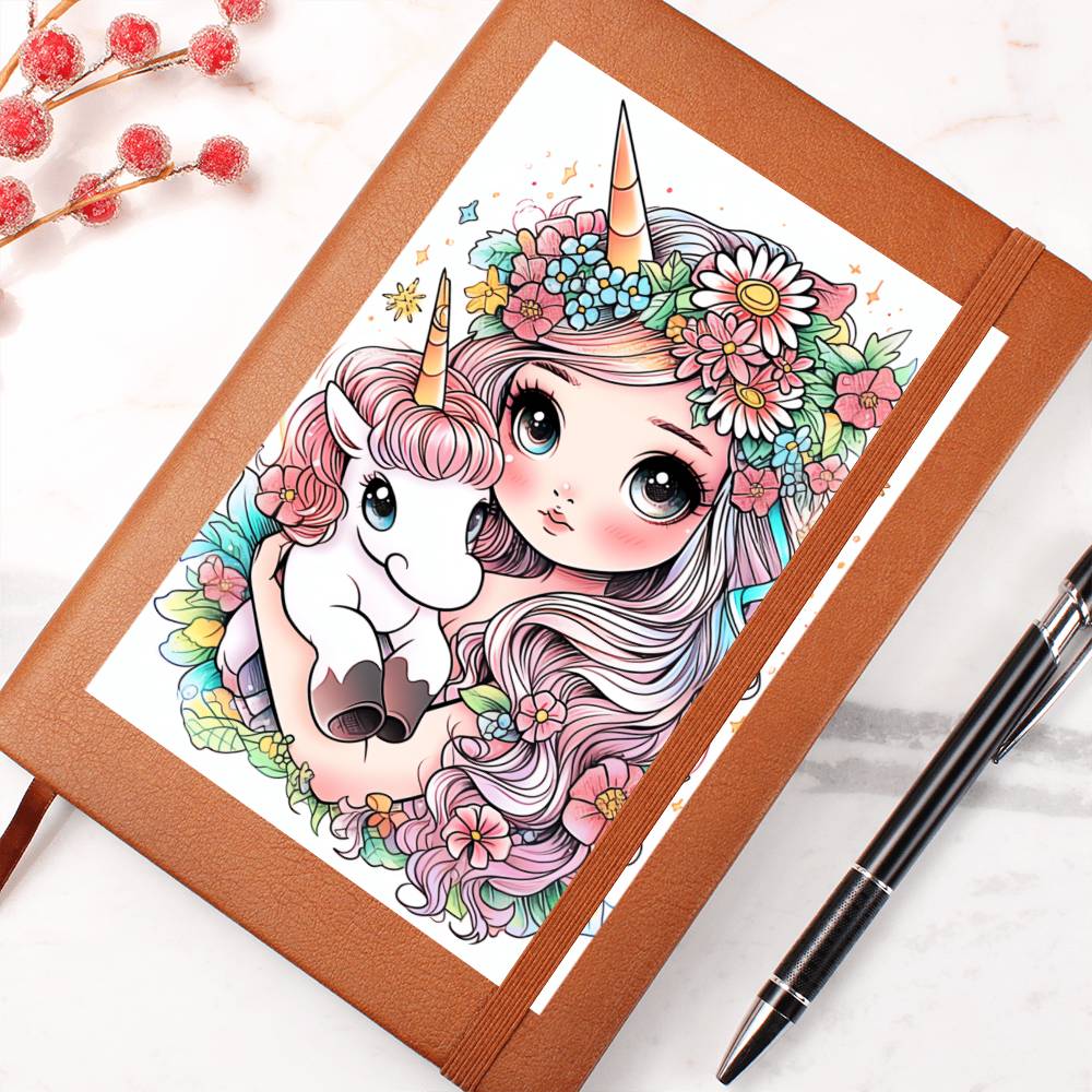Cute Unicorn 075 - Vegan Leather Journal