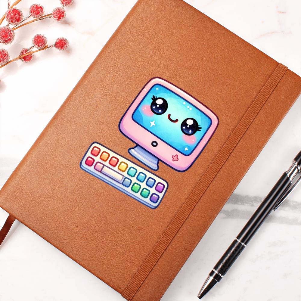 Cute Back to School Sticker 059 - Vegan Leather Journal