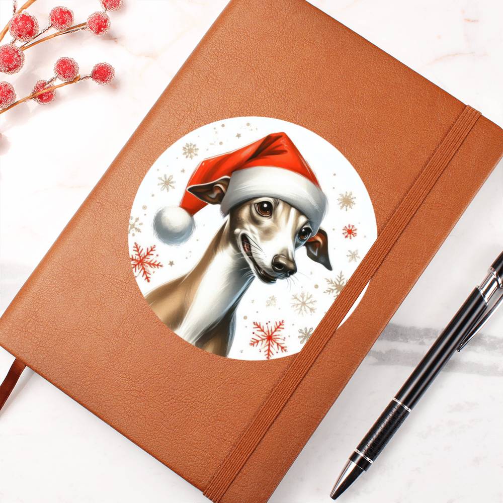 Christmas Dog - Italian Greyhound - Vegan Leather Journal