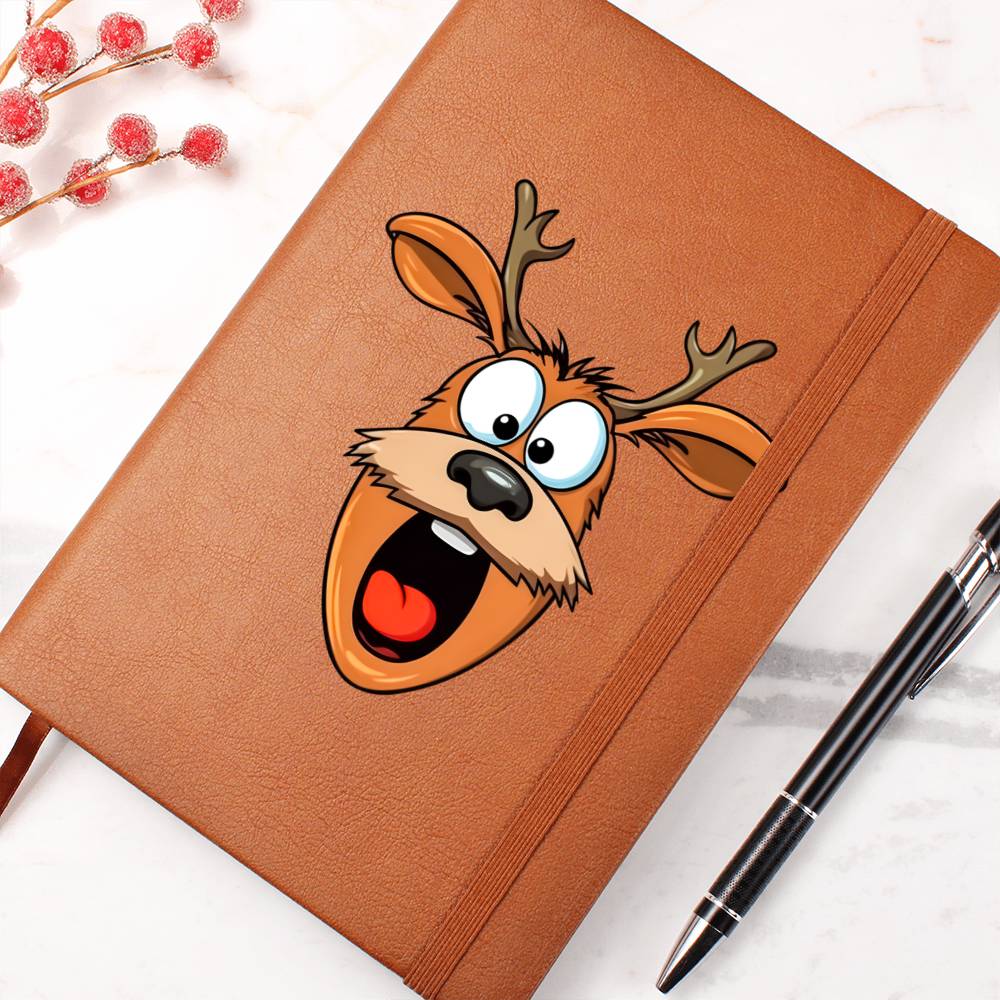 Funny Reindeer Face 09 - Vegan Leather Journal