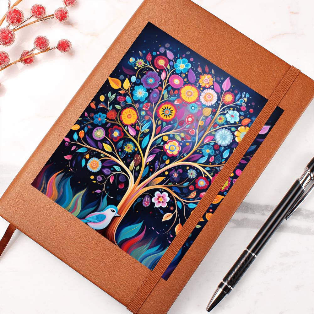 Birds And Floral Design 102 - Vegan Leather Journal