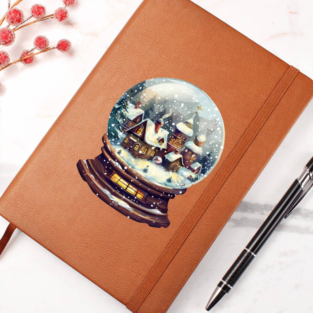 Watercolor Christmas Snow Globe 015 - Vegan Leather Journal