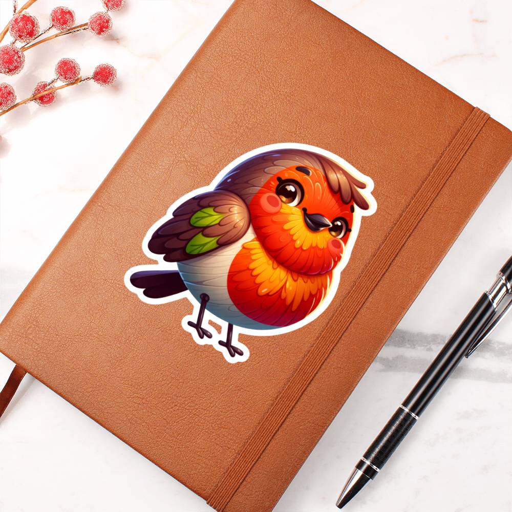Cute Robin sticker 148 - Vegan Leather Journal