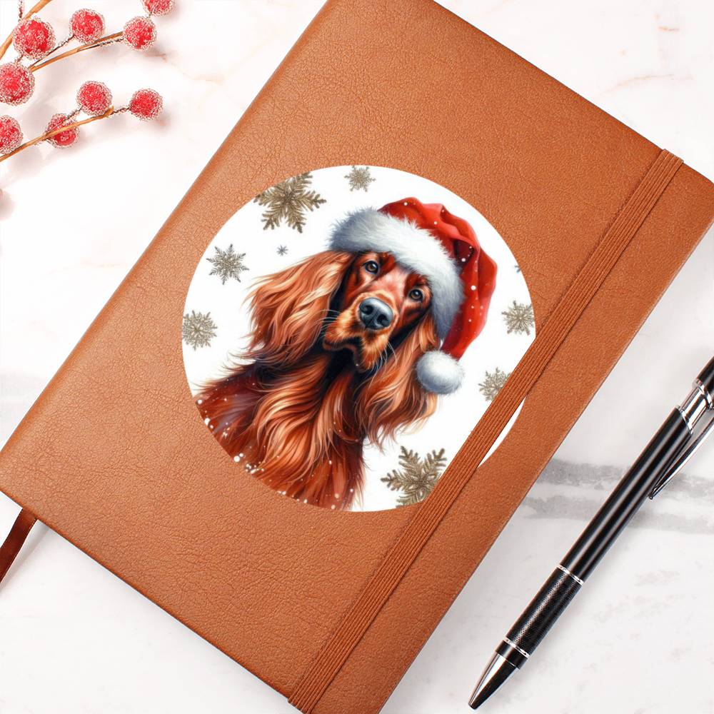 Christmas Dog - Irish Setter - Vegan Leather Journal