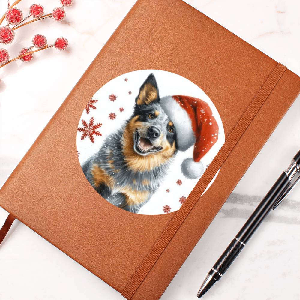 Christmas Dog - Australian Stumpy Tail Cattle - Vegan Leather Journal