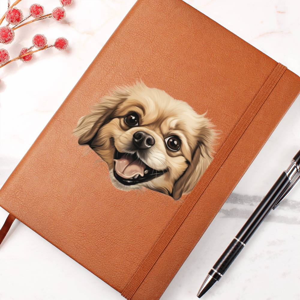 Tibetan Spaniel Peeking - Vegan Leather Journal