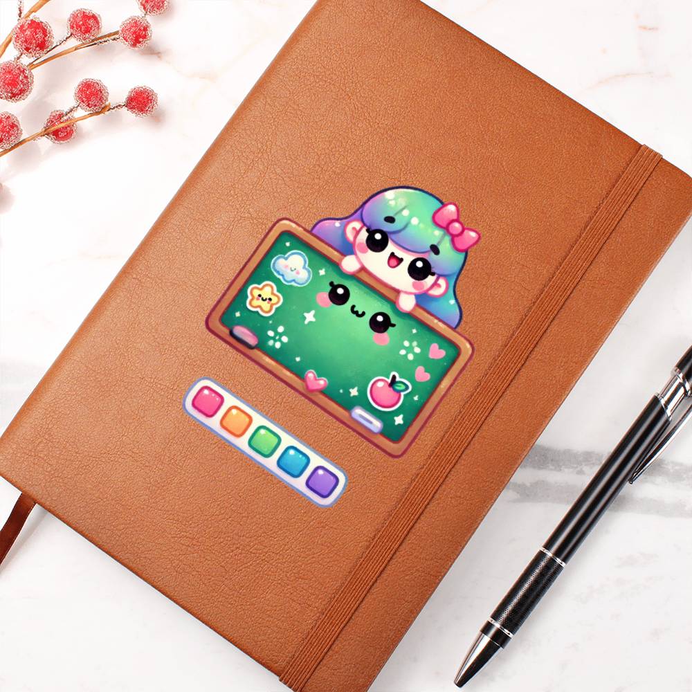Cute Back to School Sticker 108 - Vegan Leather Journal