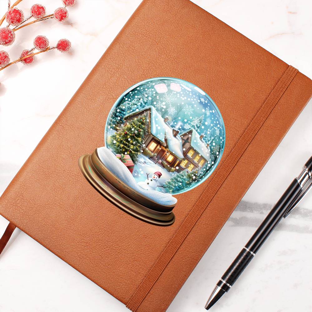 Watercolor Christmas Snow Globe 009 - Vegan Leather Journal