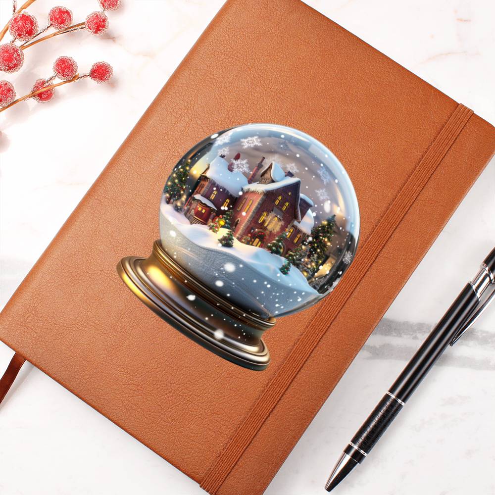 Watercolor Christmas Snow Globe 044 - Vegan Leather Journal